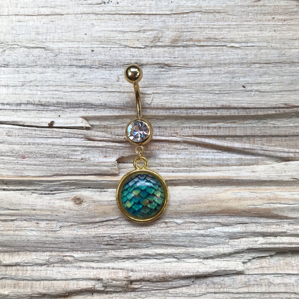 Gold Dragon Scale Belly Button Ring